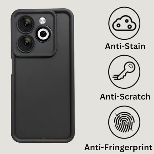 Image of Scalebee Soft Flexible Matt Finish Anti Slip Scratch Proof Camera Protection Silicon Case Back Cover for Techno POP 8 Spark 20 Spark 20C Infinix Smart 8 (Black)