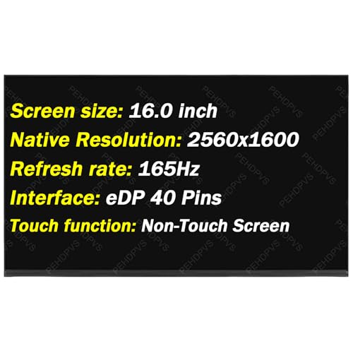 Image of Replacement for ASUS TUF Gaming A16 FA607 FA607PI FA608 FA608UP-A16.R95070 2560x1600 40 Pins 165HZ 16.0 inch LCD Screen Display Panel (Only for Non-Touch Screen)