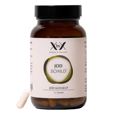 XbyX Jod Schild | Vegane Kapseln aus Kelp | 150 g pro Kapsel | Unterstützt Schilddrüse & Energiestoffwechsel | Hoch bioverfügbar | Kapseln mit L-Tyrosin | Jodkapseln
