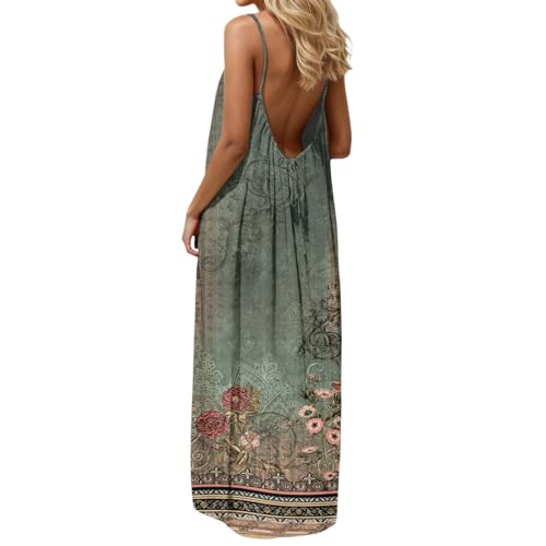 Image of HTHLVMD Backless Cami Dress Summer Dresses for Women 2026 Spaghetti Strap Dresses Womens Solid Color Backless Cami Dress