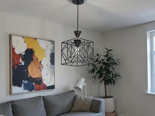 Image of Prop It Up Modern Geometric Pendant Light for Bedroom & Living Room | Designer Hanging Ceiling Lamp with Metal Frame | Stylish Decorative Lighting for Home, Dining & Cafe | E27 Holder