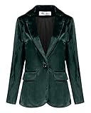 Wemaliyzd Womens Velvet Jacket Slim Fit 1 Button Blazer Office Lady(Deep Green,XX-Large)