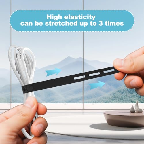 15 unidades de atadores para cables de silicona reutilizables, organizadores flexibles para cables de cargador, secador de pelo y cables eléctricos para hogar y oficina miniatura 4