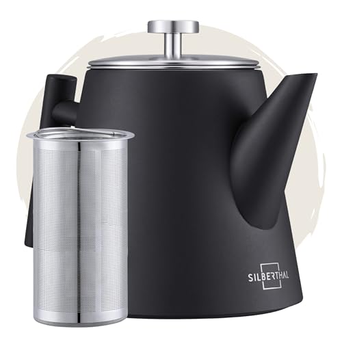 SILBERTHAL Tetera infusiones 1L - Mantiene el té caliente - Tetera acero inoxidable con filtro - Doble pared aislante