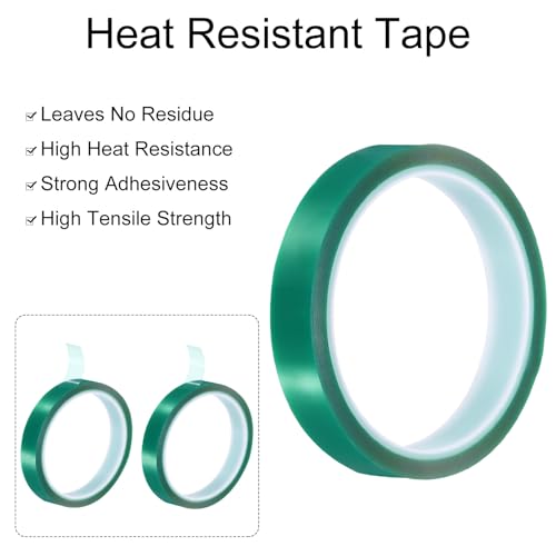 Image of uxcell Green Heat Tape, 1 Roll 20mmx33m 108ft High Temperature Heat Resistant Tape for Sublimation,Heat Vinyl Press,Heat Transfer, Circuit Board, No Residue
