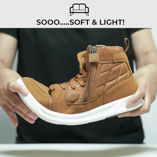High-Top Men’s Casual Shoes - Genuine Microfiber Suede Boots with Side Zipper, Lightweight Flexible Sole, Well-Cushioned Breathable and Removable Insoles2