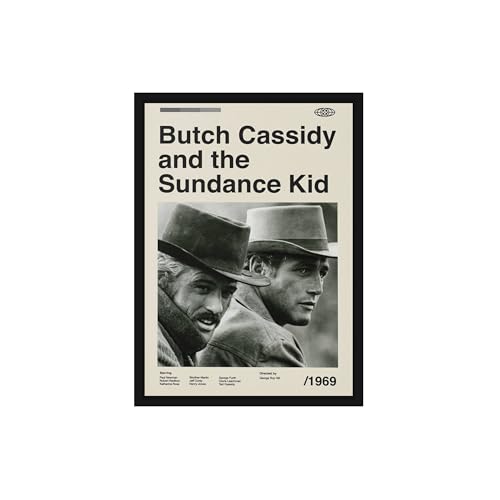Image of BLINKART Butuch Cassidy Movie Poster Frame 8x12 Inch | Premium 300 GSM Paper Wall Print | Mid Century Vintage Film Artwork for Home, Bedroom, Living Room, Office | Framed Photo Decor