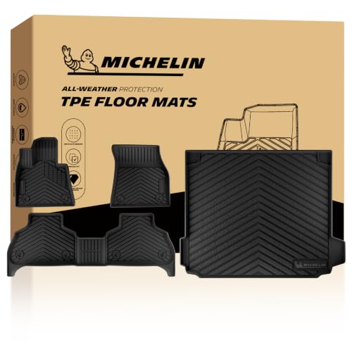 Image of Michelin Vehicle Mats for 2019-2026 BMW X5 PHEV, 5 Seats Floor Mats | Not Fit 7 Seats /Gas /Luggage Compartment, Custom Fit, All-Weather TPE Accessories Floor&Trunk Mat Cargo Liner, 4PCS, Premier