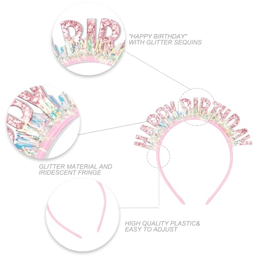 Aprince Birthday Headband Birthday Crown Birthday Sash For Women Birthday Tiara Pink Happy Birthday Headband Party Decorations Birthday Crown For Girls thumb #4