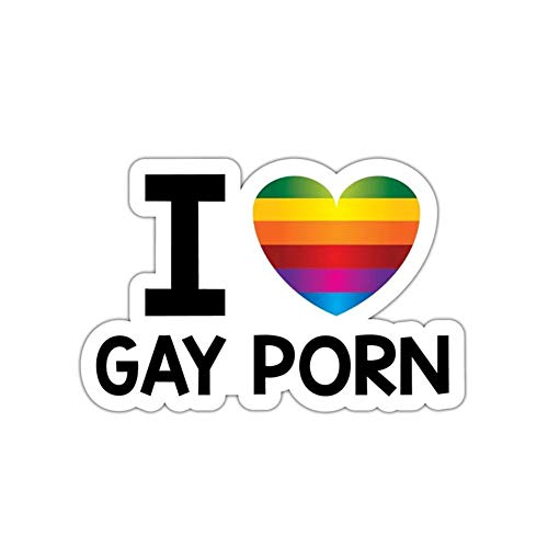 EROSPA® Auto-Aufkleber - I Love Gay Porn - Rainbow Regenbogen - Car-Sticker - Gay Pride LGBT