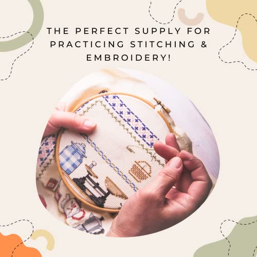Image of Asian Hobby Crafts Matty Fabric for Embroidery, Cross Stitch, and Knitting, Sewing Fabric,DIY Cross Stitch Projects, (Size:16x20cm, 3 Color-Peach, White and Teal)