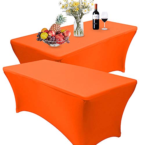 RELIANCER 2 Pack Stretch Spandex Table Covers for Rectangular Tables,6FT Elastic Fitted Tablecloth,Universal Rectangular Table Cloth Protector for Outdoor Party,Wedding,Bar,Birthday,Banquet,Events