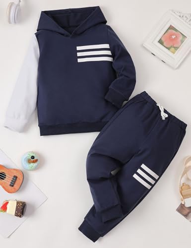 Image of Toddler Boy Clothes Long Sleeve Hoodie Sweatsuits Tops and Pants 2Pcs Boys Fall Winter Outfits Set