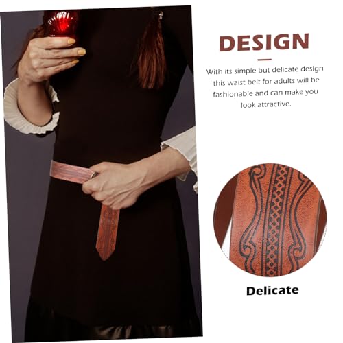 Mens Medieval Embossed Waist Belt for Costume Vintage Viking Accessory for Reenactment and Cosplay Durable Deep2