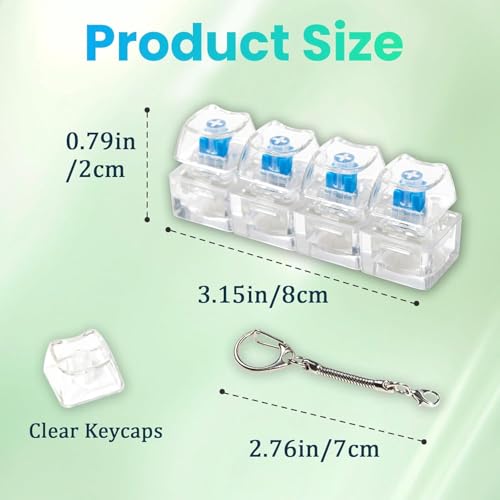 Image of Mechanical Switch Fidget Clicker Keychain with LED Light - Blue Switch ASMR Clicky Toy for Stress Relief & Anxiety, Portable Keyboard Switch Tester Gift for Gamers and Students (Pack of 1)