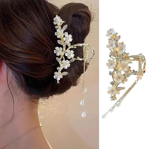 Pinzas para cabello metálicas con flor de jazmín miniatura 1