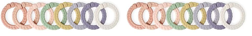Itzy Ritzy Linking Ring Set; Set of 8 Braided, Rainbow-Colored Ve...