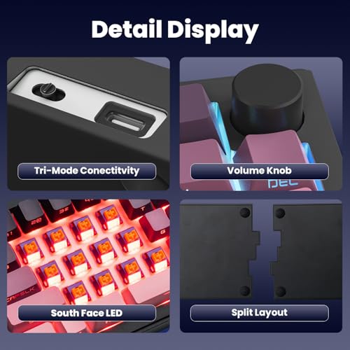 Clavier mécanique ergonomique sans fil violet, cadeau idéal - 6