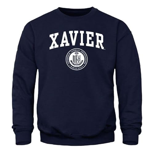 Barnesmith Xavier University Musketeers Adult Unisex Crewneck Sweatshirt, Heritage, Navy, Large