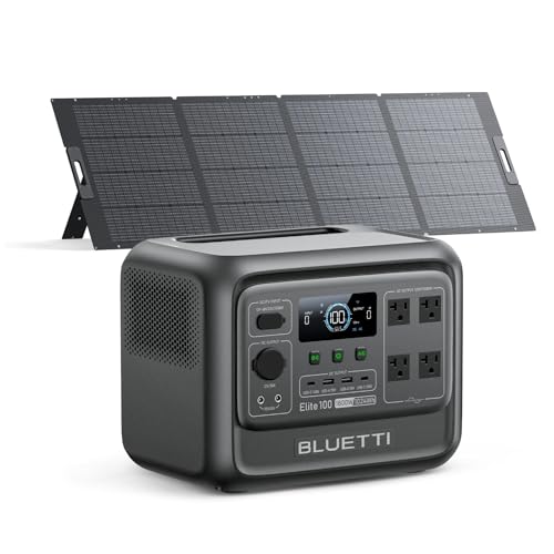 Image of BLUETETTI Elite 100 V2 Solar Generator 1024Wh Portable Power Station with 350W Solar Panel (Ships Separately), 4x1800W AC Outlets, 35% Smaller & Lighter, for Camping, RV, Home Backup & Emergency Power