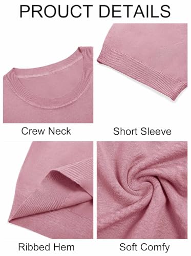 Image of Imily Bela Womens Summer Short Sleeve Sweater Dressy Casual Crew Neck Knit Tops Fashion Pullover Shirts
