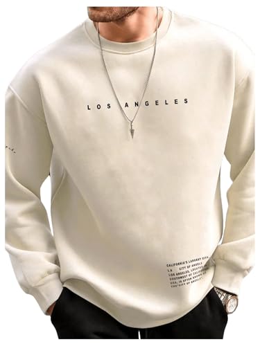 GORGLITTER Men's Crewneck Sweatshirt Letter Graphic Oversized Long Sleeve Drop Shoulder Fall Casual...