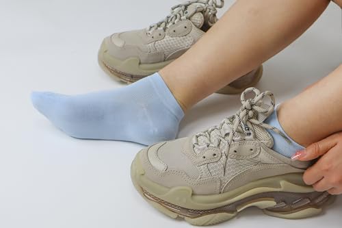 Image of SERISIMPLE Ultra-Thin Comfort Viscose Bamboo Mesh Ankle Socks for Women -Breathable Lightweight Low-Cut Socks 5 Pairs