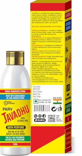 Image of Parag Fragrances Parv Javadhu Bath Perfume 110ml For All Day Freshness /Javadhu Liquid Perfume (Water Soluble Perfume)
