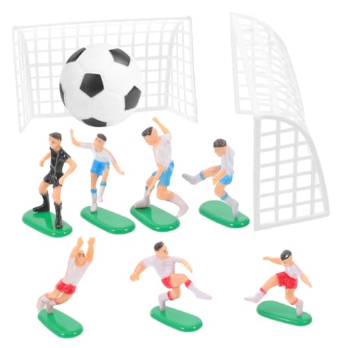 PHENOFICE Decoración para Pastel de Cumpleaños Temática Fútbol, Set Miniatura Figuras Pvc Seguras, Paisaje Fútbol Portátil para Fiestas Infantiles y Eventos Deportivos