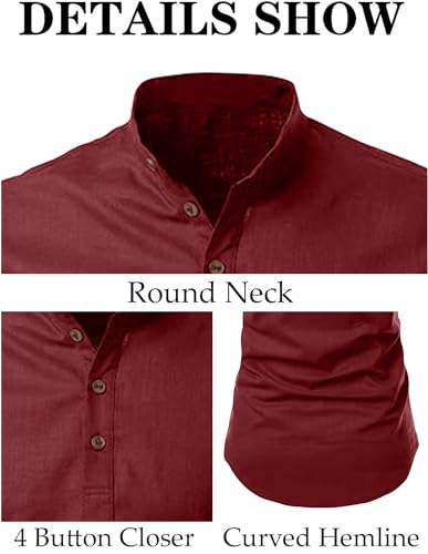 Image of FINIVO FASHION Men's Cotton Blend Solid Full Sleeve Short Kurta Shirt, Regular Fit Solid Pattern Mandarin Collar Straight Kurta Shirt