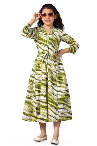 Image of Fashion Dream Girls Calf Length Abstract Printed Dress|Western Midi Dresses|Long Frock for Kids