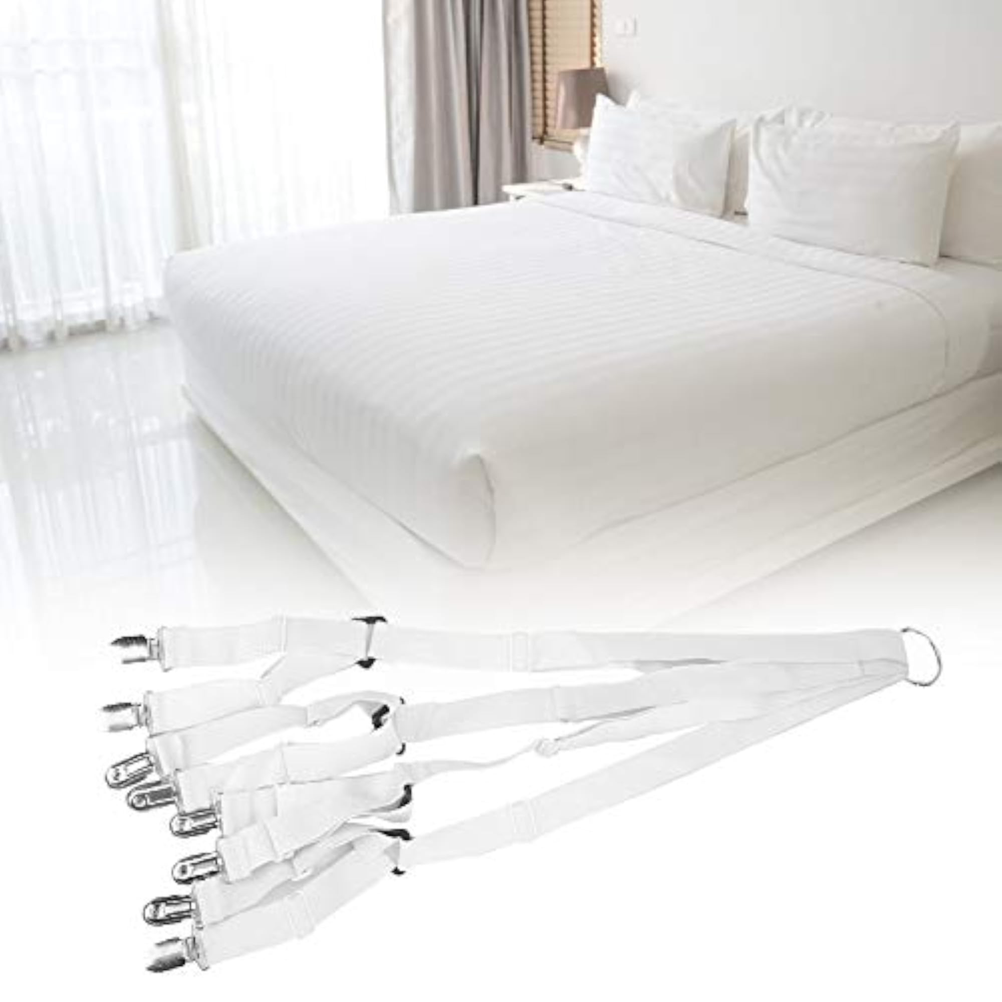 Bed Sheet Corner Holder, Elastic Straps Fasteners Clips, 8 Clips