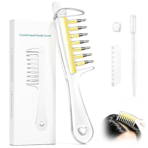 Image of AVNISH Hair Oil Applicator Comb, Clear Refillable Oil, Serum Liquid Dispenser & Scalp Massager with Roller Ball Tips Storage Base, Even Oil Distribution Tool for All Hair Root Types & Growth Routine