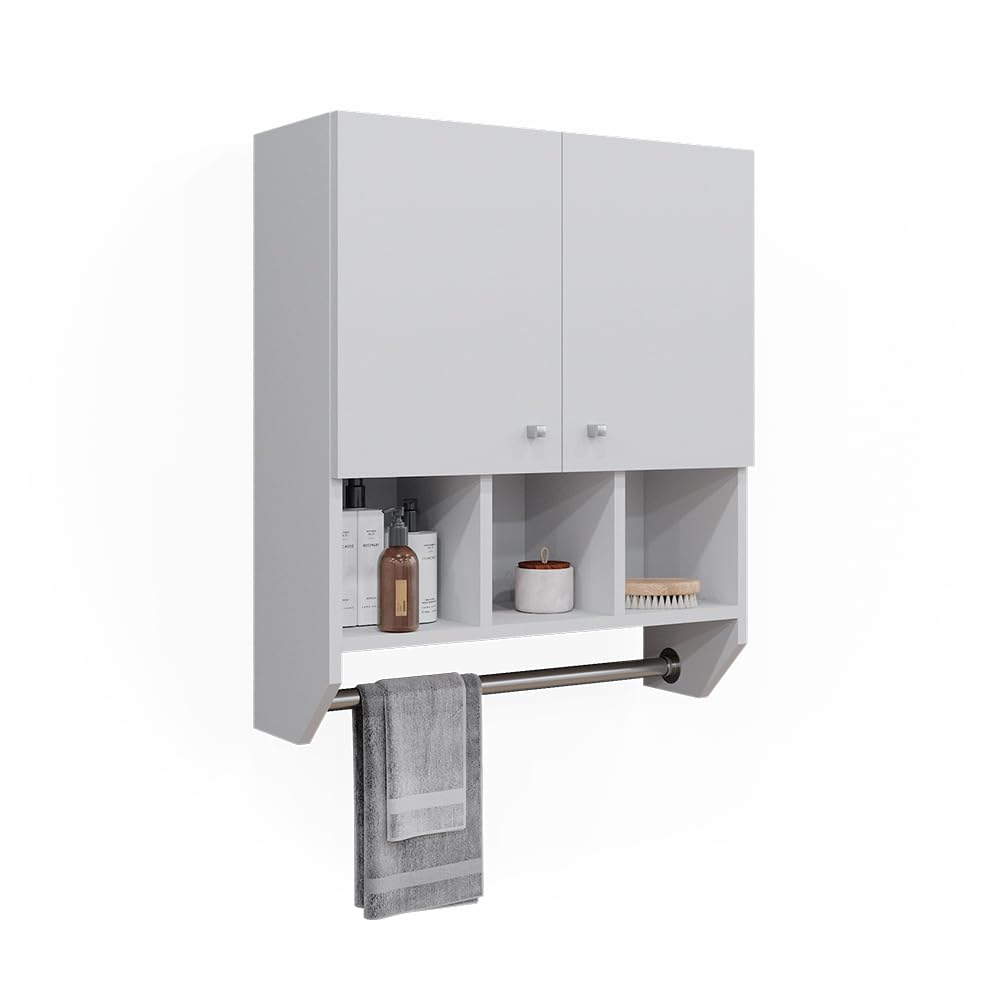 Vicco Mobile bagno Fynn, Bianco, 59.2 x 70.5 cm Pensile a 2 ante, da parete per la conservazione di accessori da bagno