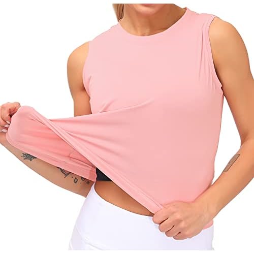 Dragon Fit Womens Ice Silk Workout Tank Tops Sleeveless Cropped Yoga Shirt for Running Gym Summer
