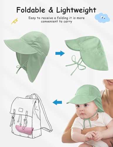 Adjustable Baby Sun Hat Boys Girls, UPF 50+ Toddler Summer Beach Swim Hat with Neck Flap for Infant Traveling Cap4