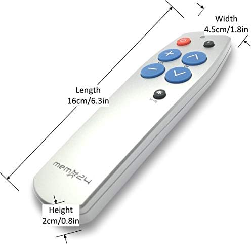 Big Button TV Remote Control Replacement, Ideal for Elderly and Seniors, Copies and Learns from your Old/Original Infrared Remote. Batteries Included. Light Silver. By Memo24.