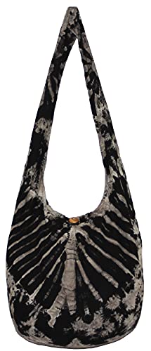 Image of TIE DYE Bohemian Hipster Hobo Boho Hippie Crossbody Bag Purse Black Tone 39 inch