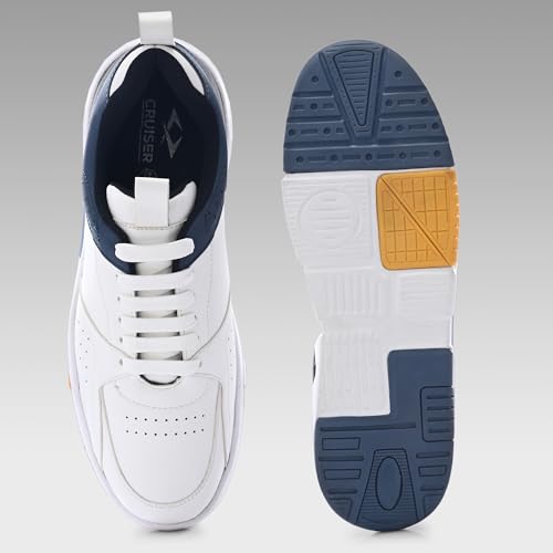 Image of Cruiser Men's Casual Sneakers | Color Block Lace Up Shoes | Minimalist Design, Flat Laces Padded Collar Sneaker & Multi Panel Platform Sole | Lightweight Casuals for Work & Outings (2672)