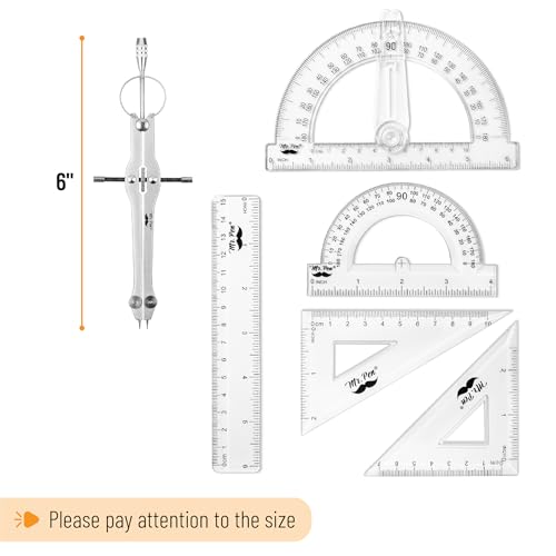image for Mr. Pen- Geometry Set, 15 pcs, Light Blue, 6 Inch Swing Arm Protractor