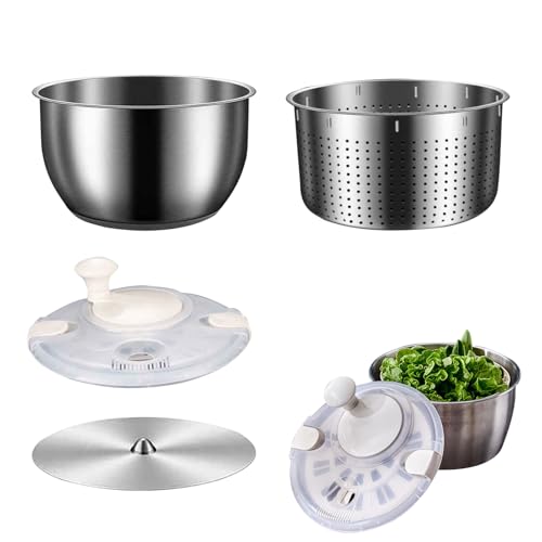 Centrifugador de ensalada | Secador de verduras | Diseño giratorio de 360° | Girador manual de lechuga de gran capacidad con mango de manivela fácil | Apto para lavavajillas | Ideal para secar