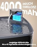 Kittyspout Trinkbrunnen für Hunde Kabellos, 8L Grosse Hundebrunnen Katzenbrunnen mit Bewegungsmelder, Hunde Trinkbrunnen Kabellos mit Akku 4000mAh, mit Leiser Pumpe und Aktivkohlefilter