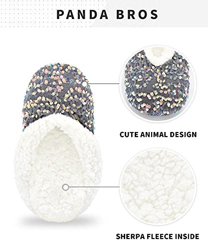 Image of Panda Bros Womens Ballerina Sequin Slippers, Bling House Slippers With Grippers