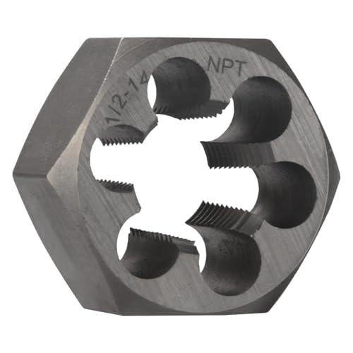 HOTYELL NPT Pipe Die, Industrial-Grade High Carbon Steel Rethreading Hex Die, Right Hand (1/2"-14)