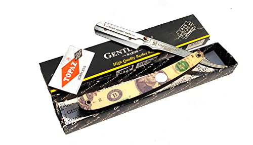 Image of Gentleman Razor 3D Dollar Printed Stainless Steel Straight Edge Barber Razor For Men (FREE Blade Inside)