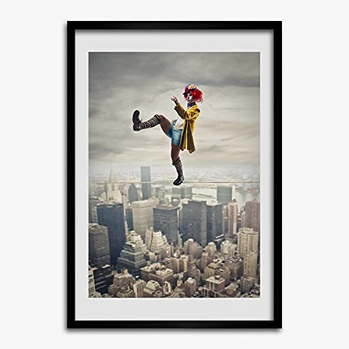 Cadre MDF Photo 50x70 cm Tulup avec Affiche Clown sur une corde pour Tableau Moderne