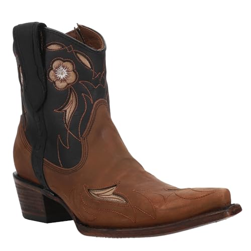 Corral Boots Womens Floral Embroidered Snip Toe Casual Boots Ankle Low Heel 1-2" - Black, Brown2