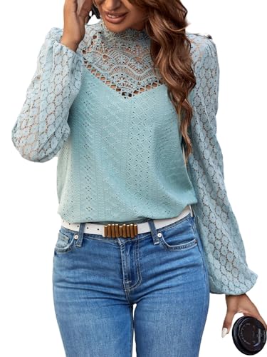 GORGLITTER Damen Elegant Blusen Stehkragen Oberteiel Hemdbluse Langarm...