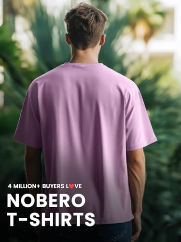 Image of NOBERO 100% Cotton T Shirts for Men Stylish | Regular Fit | Graphic Printed T Shirts for Men 180 GSM Combed Cotton | Round Neck Half Sleeve