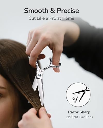 Image of Hair Cutting Scissors, ULG Professional Hair Scissors 6.5 inch Shark Series Right-Hand Razor Edge Barber Shears Salon Hair Cutting Shears Made of Japanese Stainless Steel, Hand Sharpened Blue